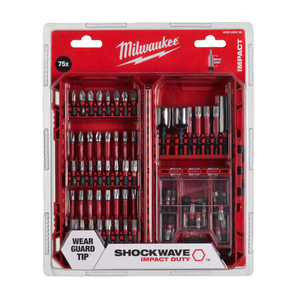 Hovedbilde Milwaukee BITSSETT SHOCKWAVE CD XL 75P